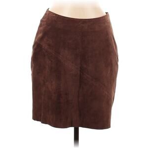 VTG Itw Leather Suede Soft Brown Tan Mini Skirt 6